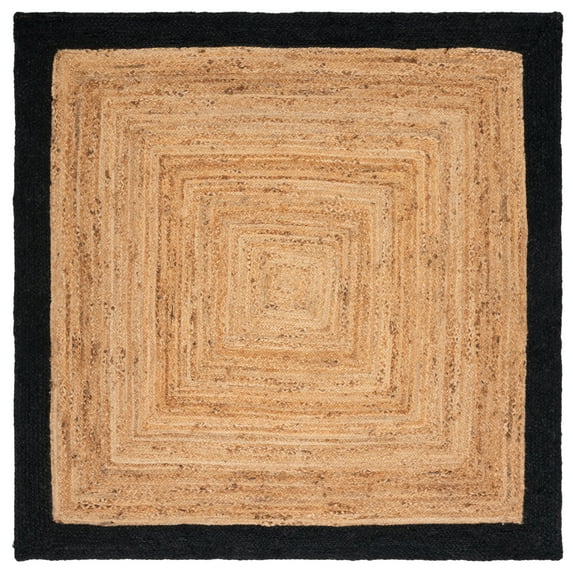 SAFAVIEH Natural Fiber Delroy Bordered Area Rug, Natural/Black, 6' x 6' Square