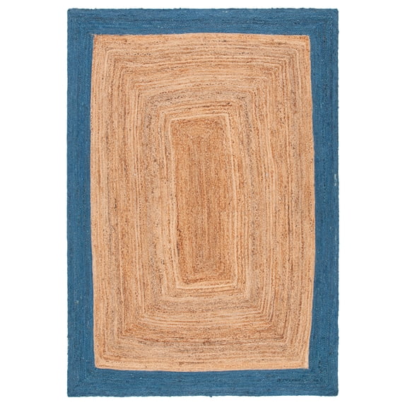 SAFAVIEH Natural Fiber Delroy Bordered Area Rug, Natural/Blue, 3' x 5'