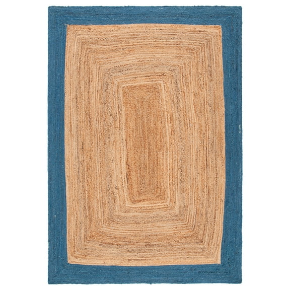SAFAVIEH Natural Fiber Delroy Bordered Area Rug, Natural/Blue, 8' x 10'