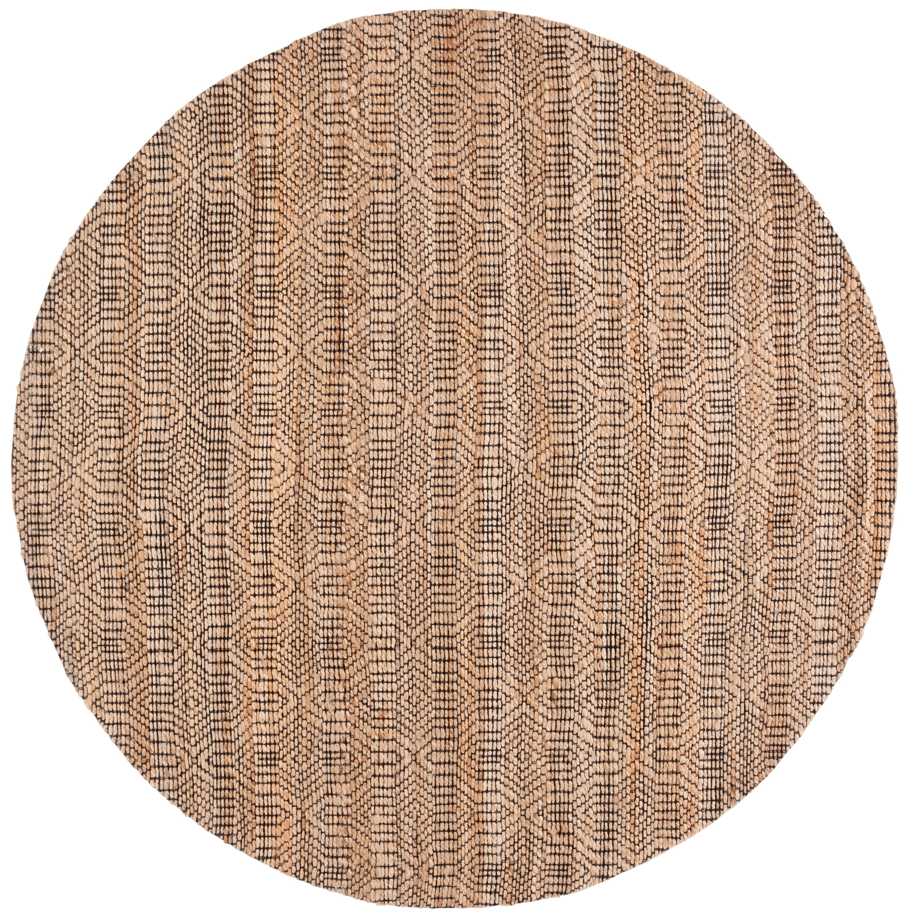 SAFAVIEH Natural Fiber Devan Geometric Area Rug, Natural/Black, 7' x 7 ...