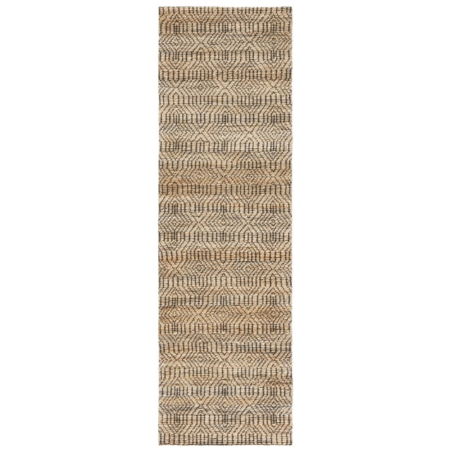 SAFAVIEH Natural Fiber Devan Geometric Runner Rug, Natural/Black, 2'3" x 8'
