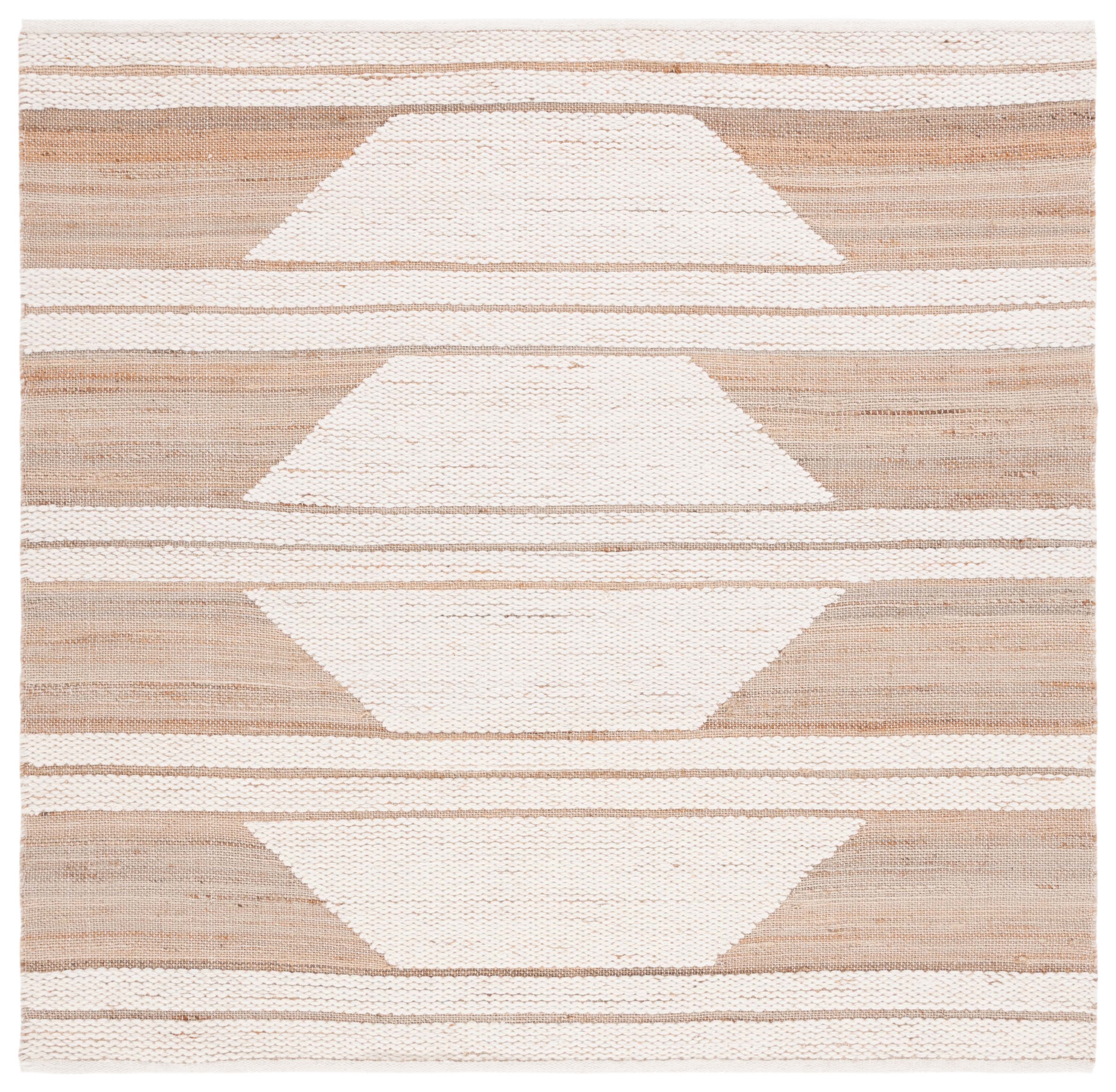 SAFAVIEH Natural Fiber Dina Geometric Area Rug, Natural/Ivory, 6' x 6' Square