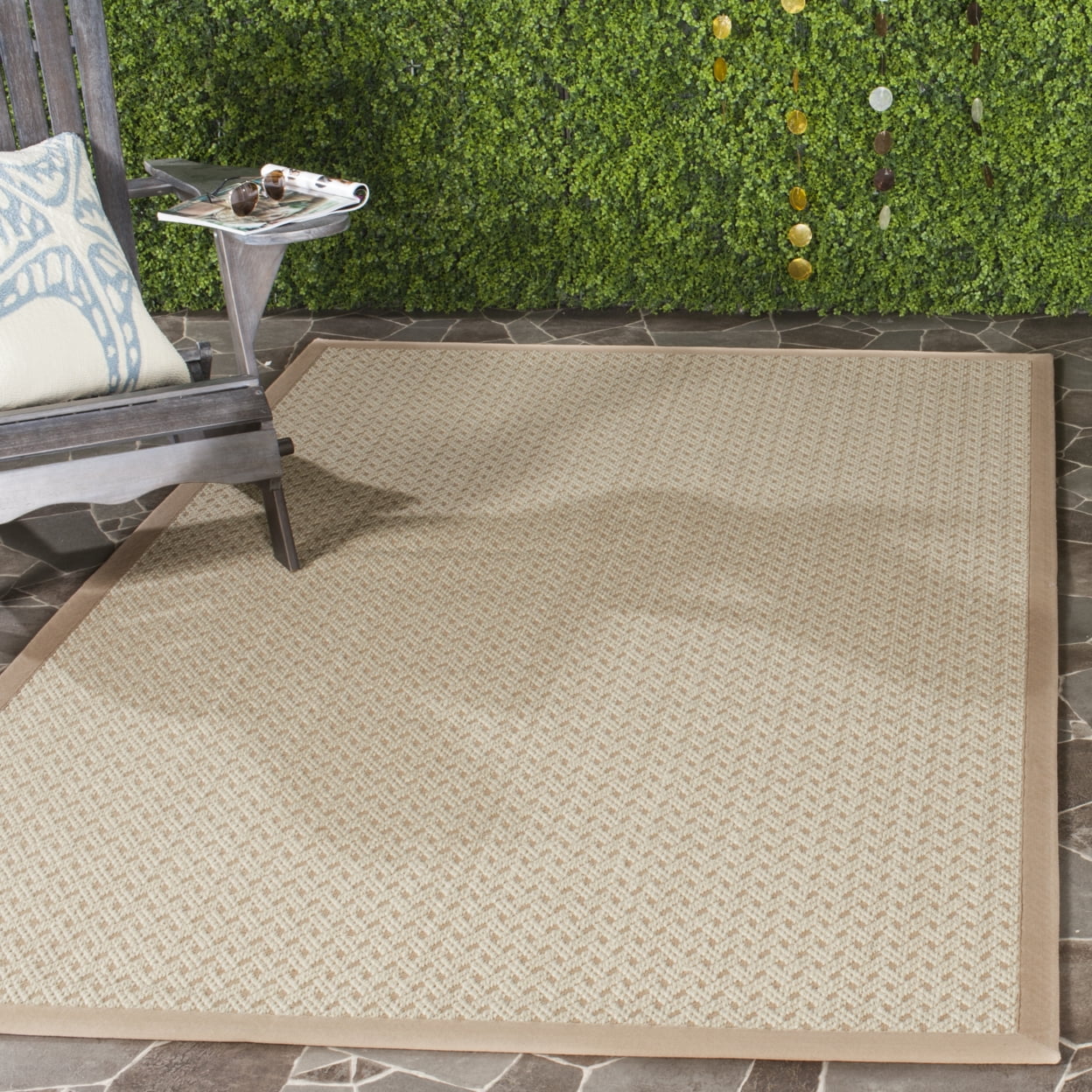 SAFAVIEH Natural Fiber Domhnall Geometric Area Rug, Ivory/Natural, 9' x 12'