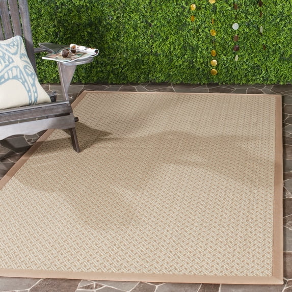 SAFAVIEH Natural Fiber Domhnall Geometric Bordered Area Rug, Ivory/Natural, 6' x 9'