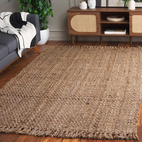 SAFAVIEH Natural Fiber Doncho Bordered Area Rug, Natural, 3' x 3' Square