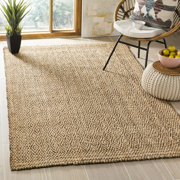 SAFAVIEH Natural Fiber Doreen Geometric Jute Runner Rug, Natural/Brown, 2'3" x 6'