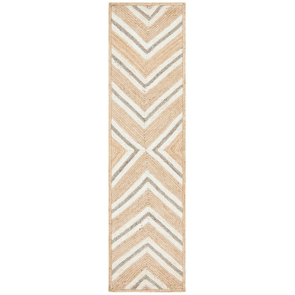 SAFAVIEH Natural Fiber Dudley Geometric Runner Rug, Natural/Ivory, 2'3" x 9'