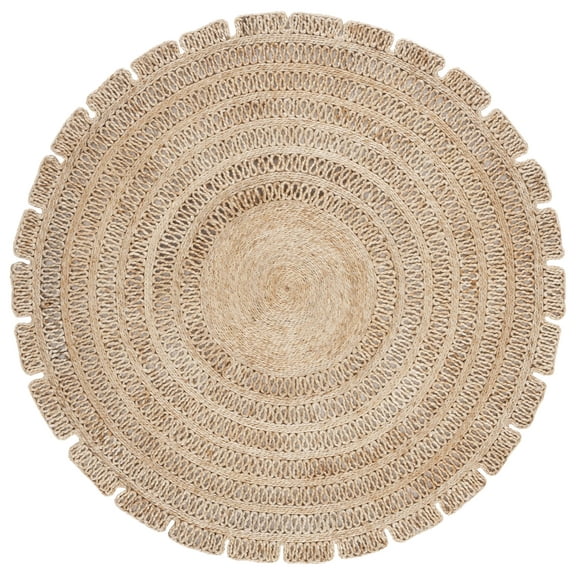 SAFAVIEH Natural Fiber Edythe Geometric Area Rug, Natural, 5' x 5' Round