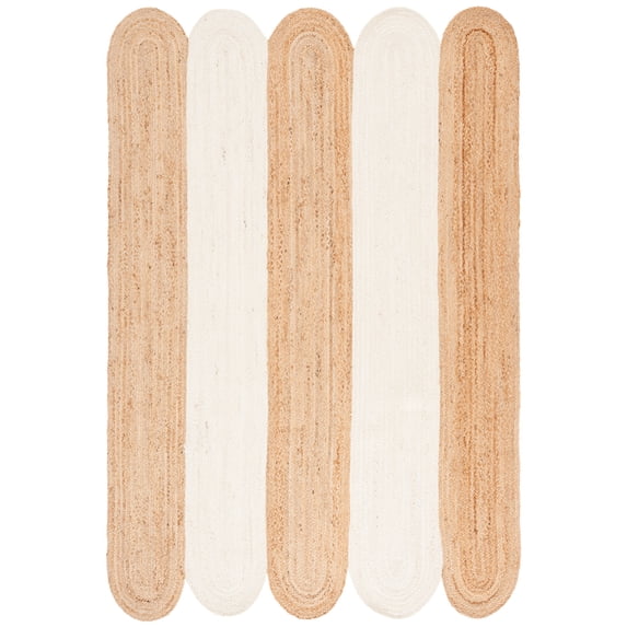 SAFAVIEH Natural Fiber Elias Striped Area Rug, Natural/Bleach, 5' x 8'