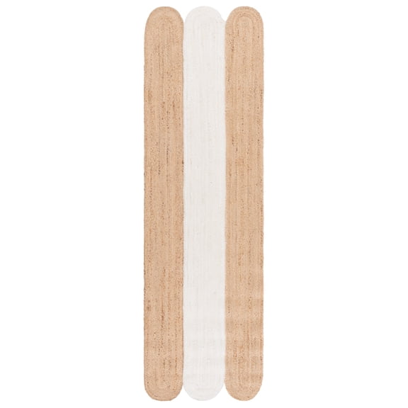 SAFAVIEH Natural Fiber Elias Striped Runner Rug, Natural/Bleach, 2'3" x 8'