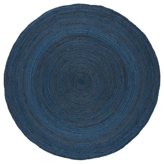 SAFAVIEH Natural Fiber Eliot Solid Area Rug, Navy/Blue, 4' x 4' Round