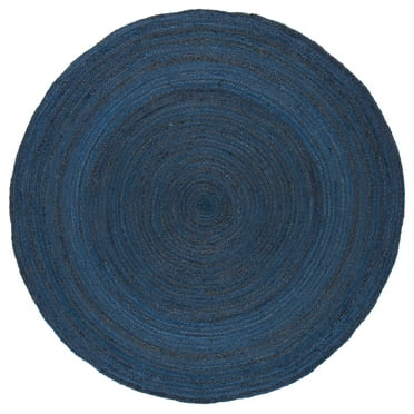 SAFAVIEH Natural Fiber Eliot Solid Area Rug, Navy/Blue, 5' x 5' Round