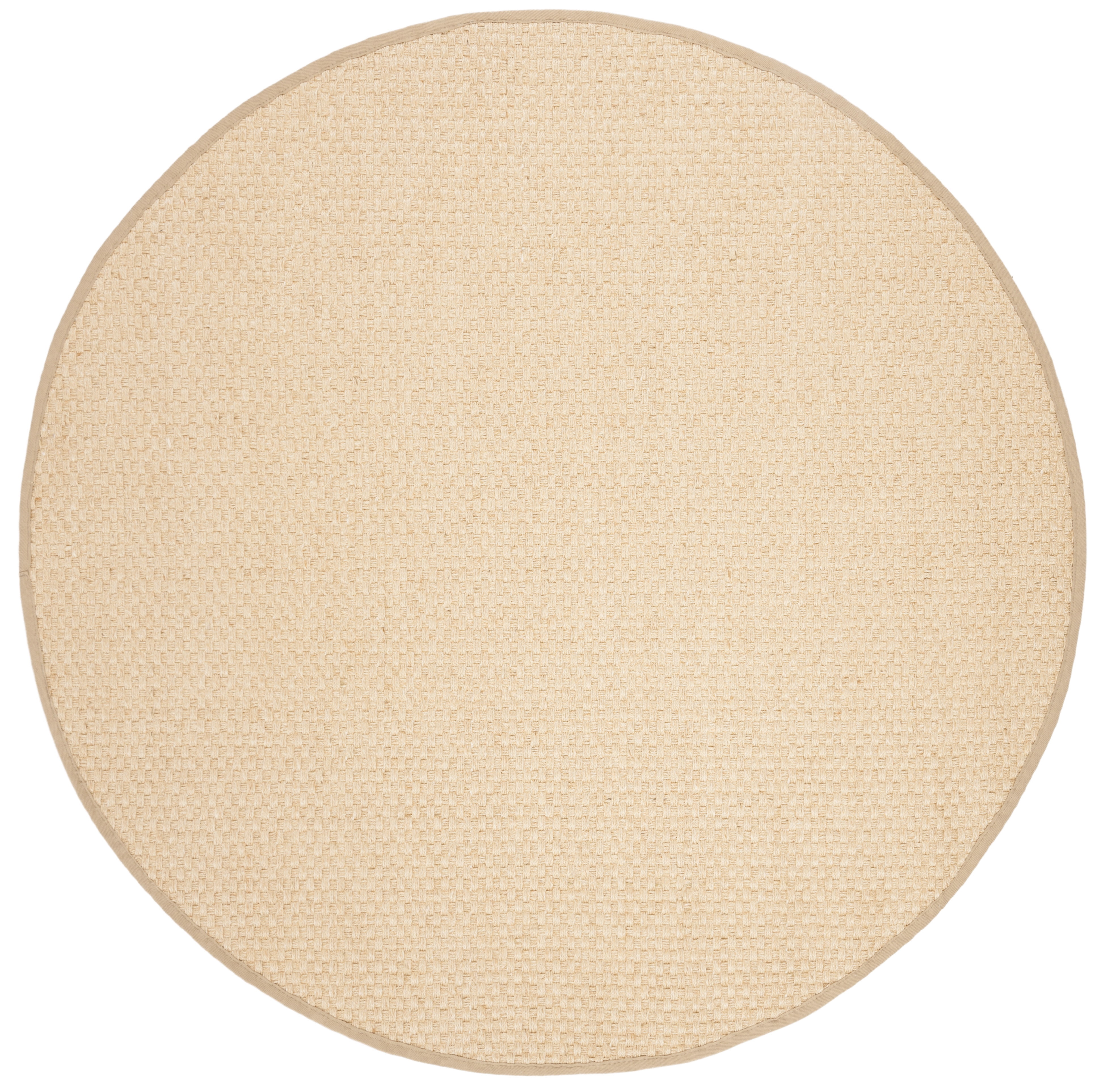 Natural Beige Cotton Round Area Rug with Non-slip Backing