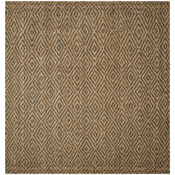 SAFAVIEH Natural Fiber Emory Geometric Area Rug, Natural/Grey, 4' x 4' Square