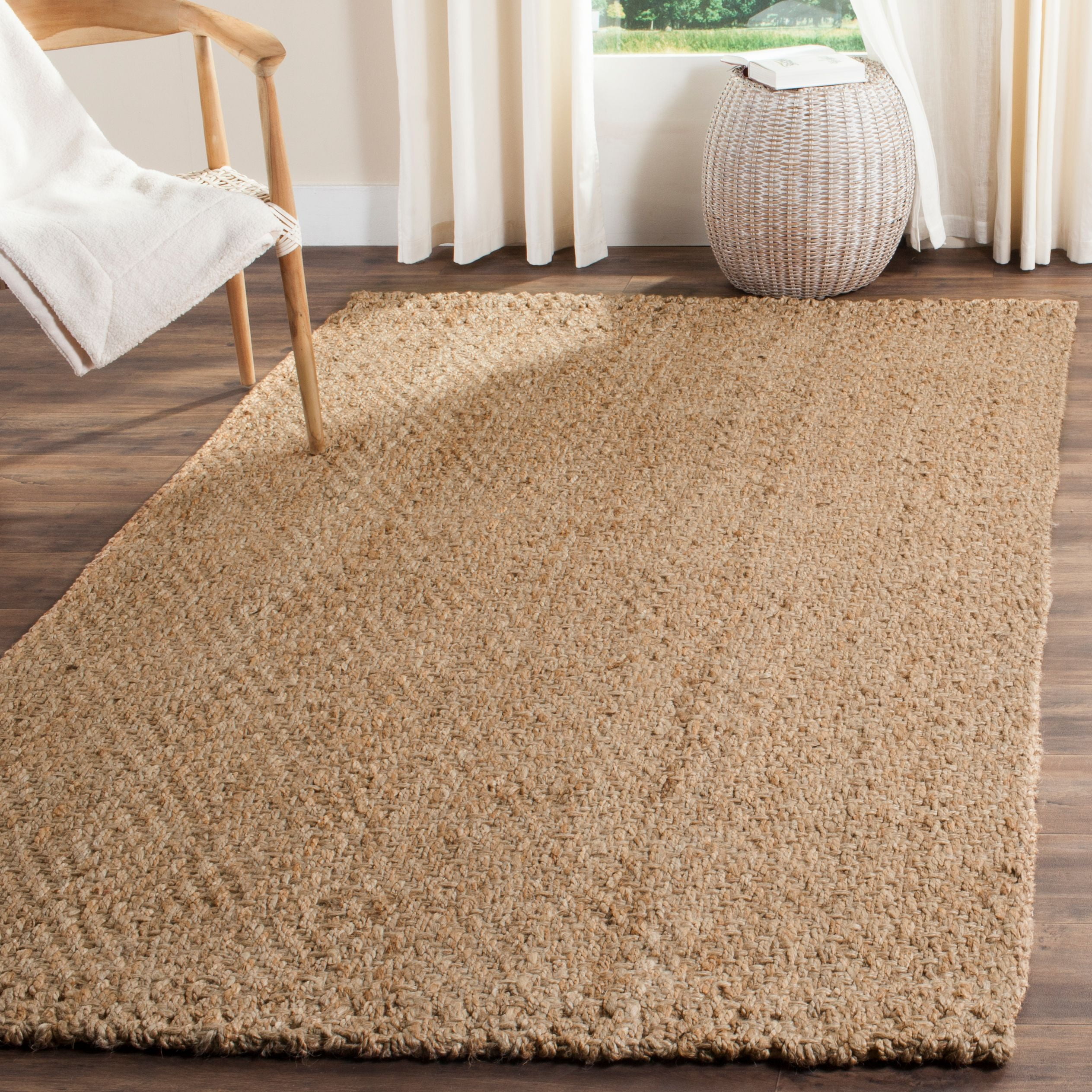 Handmade Beige Geometric Jute Square Area Rug