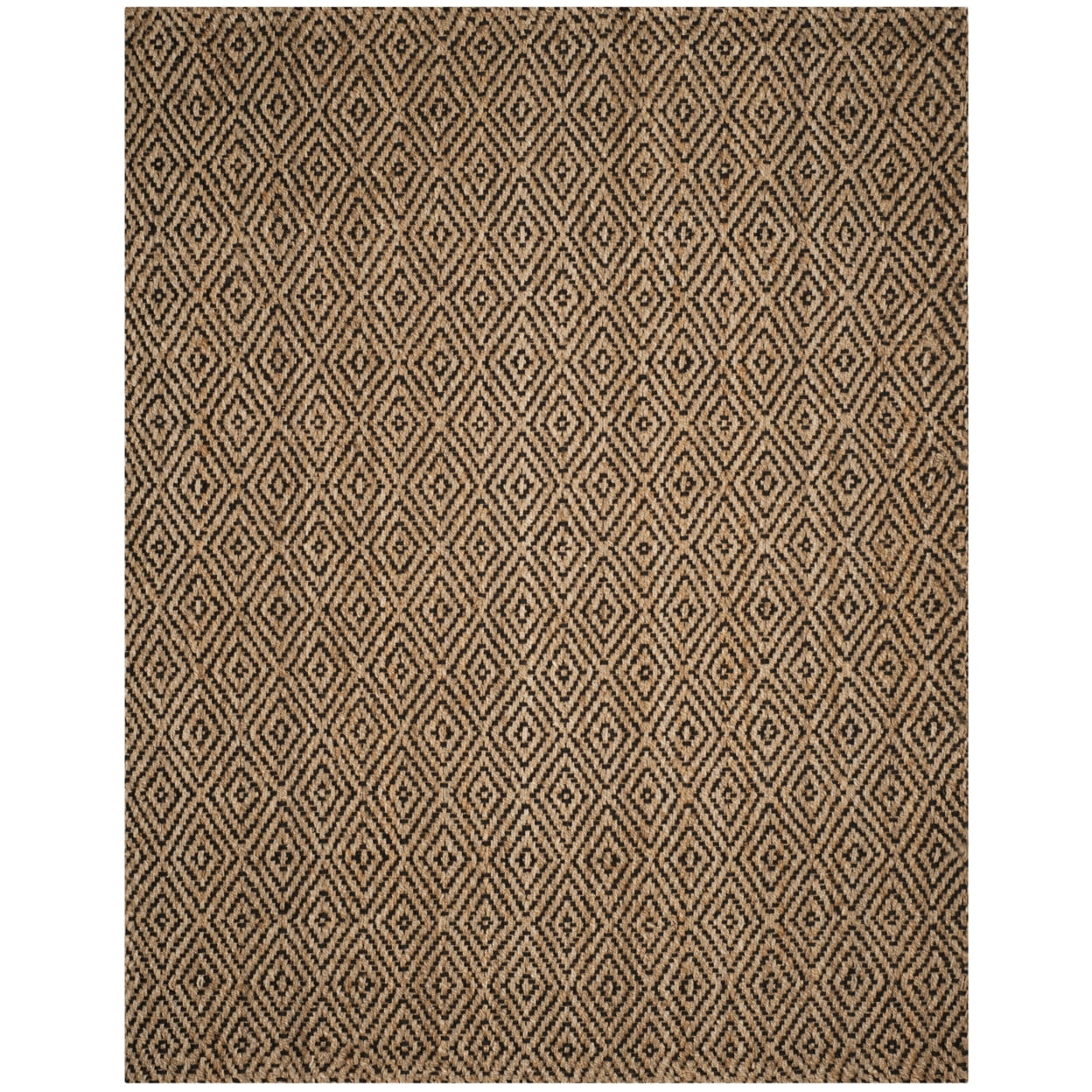 Natural Black Hand-Woven Jute Area Rug, 5' x 8'