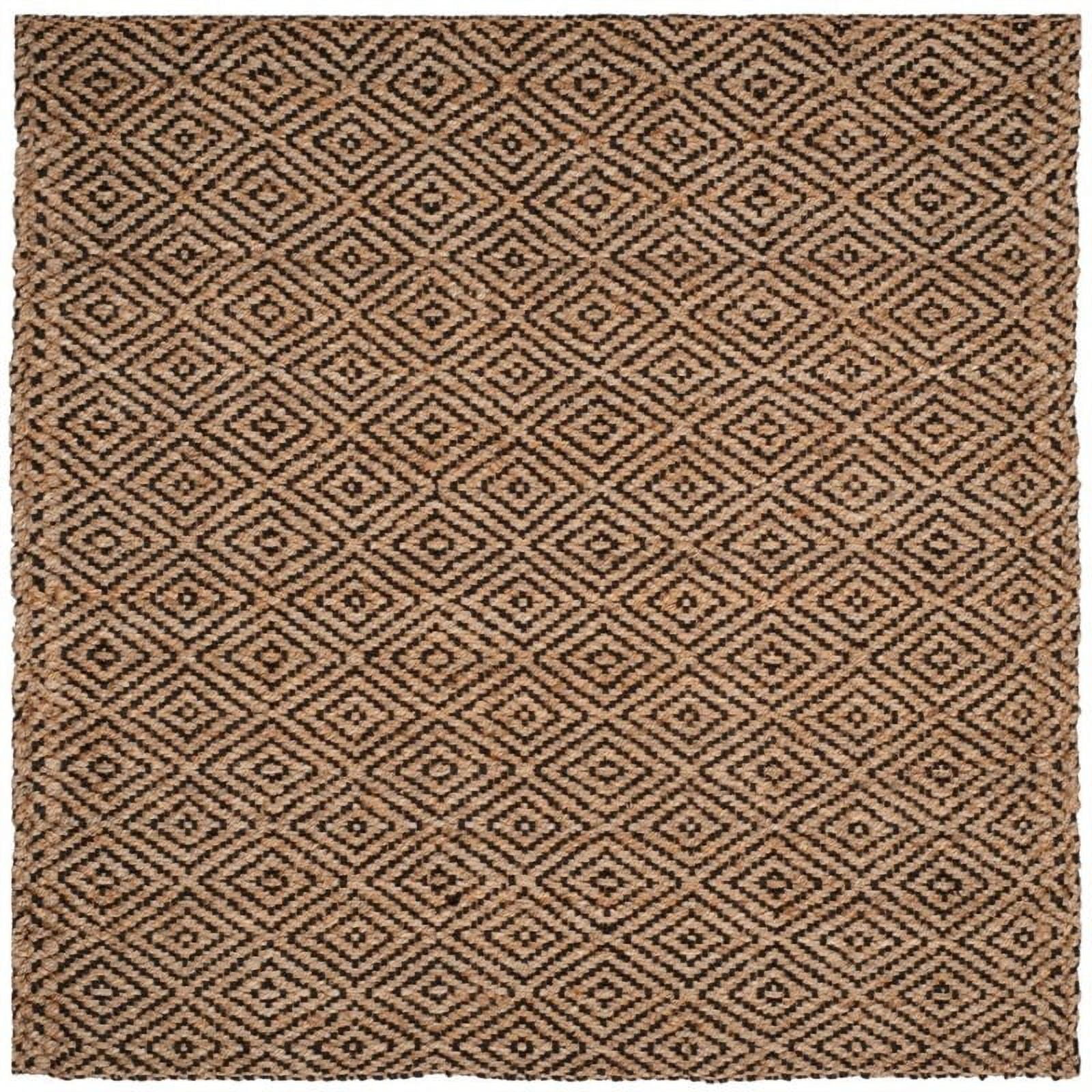 Handwoven Natural & Black Geometric Jute Area Rug 5' x 8'