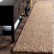 SAFAVIEH Natural Fiber Emory Geometric Jute Runner Rug, Natural, 2'3" x 12'