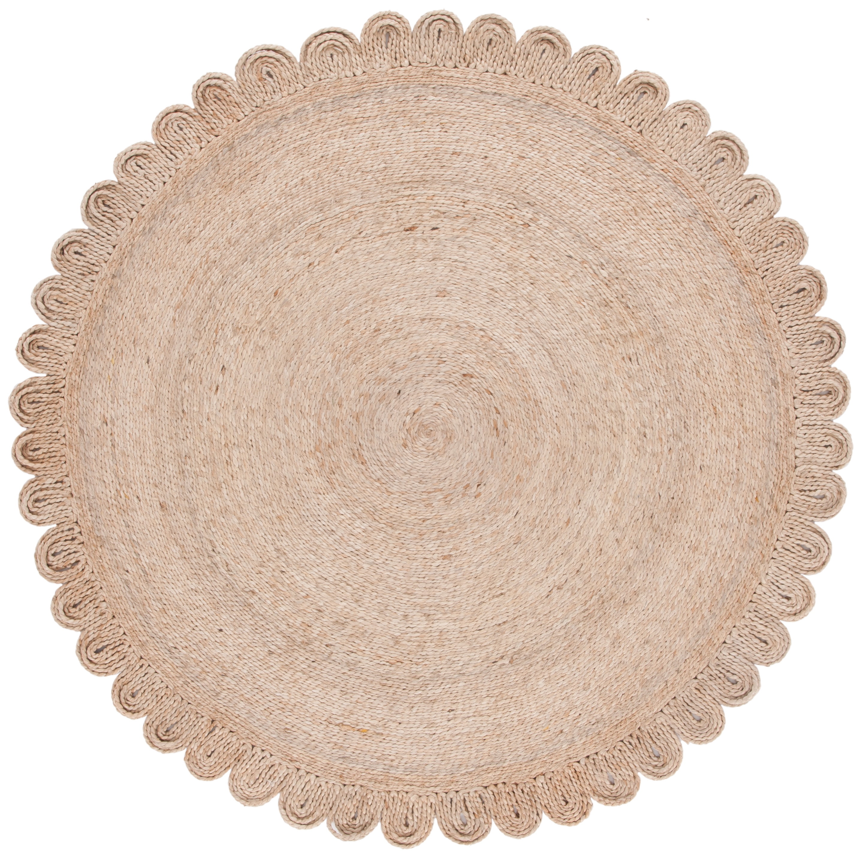 Natural Fiber Beige Round Handmade Jute Area Rug, 6' x 6'