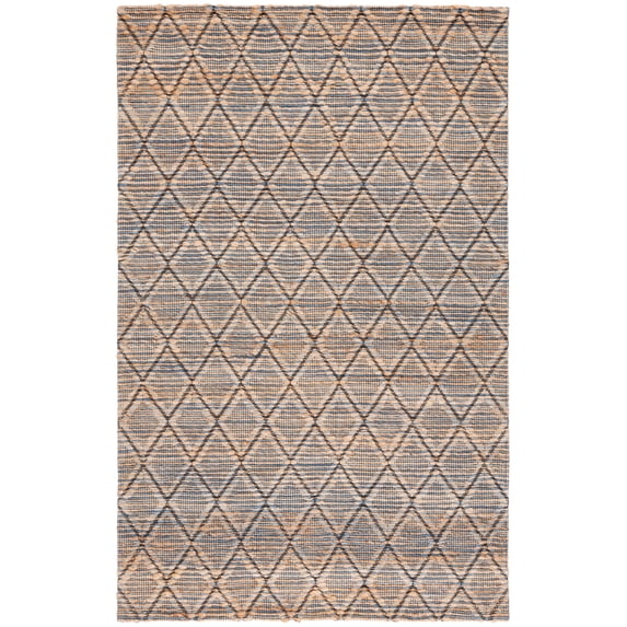 SAFAVIEH Natural Fiber Ezra Geometric Area Rug, Natural/Blue, 4' x 6'