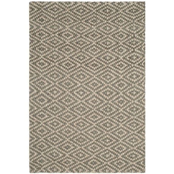 SAFAVIEH Natural Fiber Fiona Geometric Diamonds Braided Area Rug, Ivory/Grey, 3' x 5'