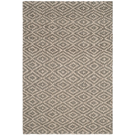 SAFAVIEH Natural Fiber Fiona Geometric Diamonds Braided Area Rug, Ivory/Grey, 8' x 10'