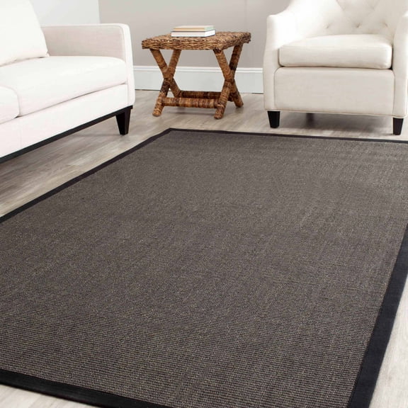 SAFAVIEH Natural Fiber Forrester Border Sisal Area Rug, Charcoal, 10' x 14'