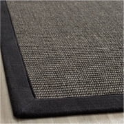 SAFAVIEH Natural Fiber Forrester Border Sisal Area Rug, Charcoal, 8' x 8' Square