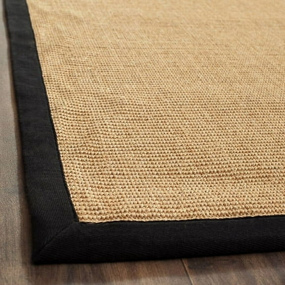 SAFAVIEH Natural Fiber Forrester Border Sisal Area Rug, Maize/Black, 9' x 12'