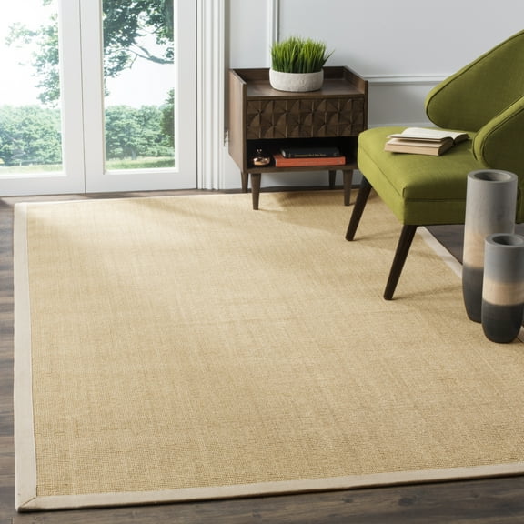 SAFAVIEH Natural Fiber Forrester Border Sisal Area Rug, Maize/Wheat, 6' x 9'