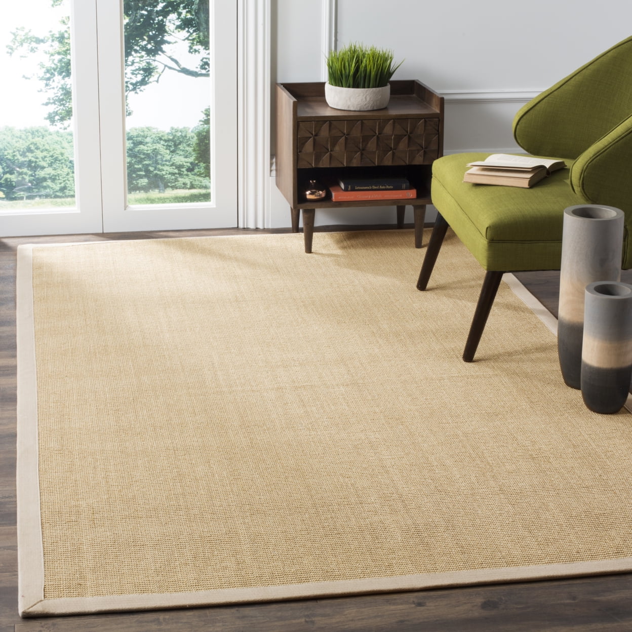 SAFAVIEH Natural Fiber Forrester Border Sisal Area Rug, Maize/Wheat, 8' x 10'