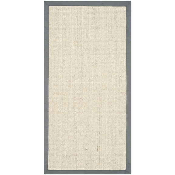 SAFAVIEH Natural Fiber Forrester Border Sisal Area Rug, Marble/Grey, 2' x 4'