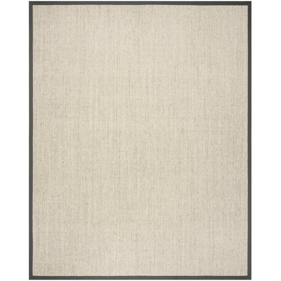 SAFAVIEH Natural Fiber Forrester Border Sisal Area Rug, Marble/Grey, 4' x 6'