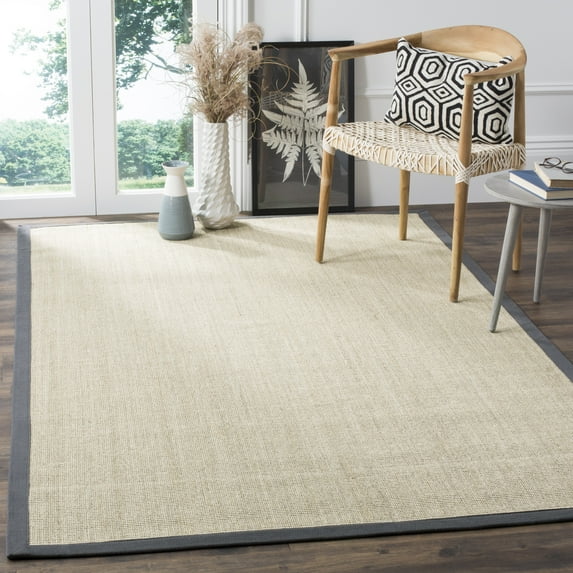 SAFAVIEH Natural Fiber Forrester Border Sisal Area Rug, Marble/Grey, 5' x 8'