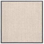 SAFAVIEH Natural Fiber Forrester Border Sisal Area Rug, Marble/Grey, 9' x 9' Square