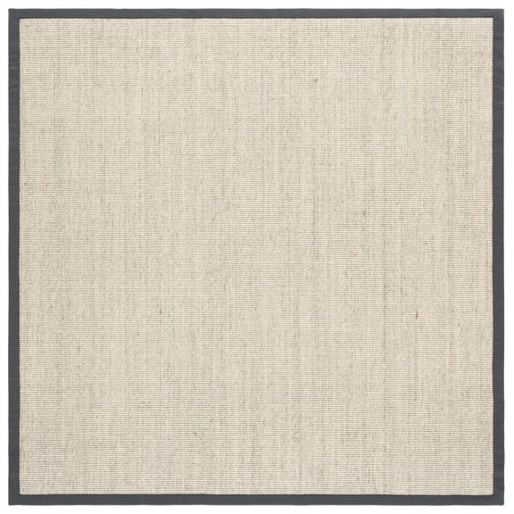 SAFAVIEH Natural Fiber Forrester Solid Area Rug, Marble/Grey, 9' x 9' Square