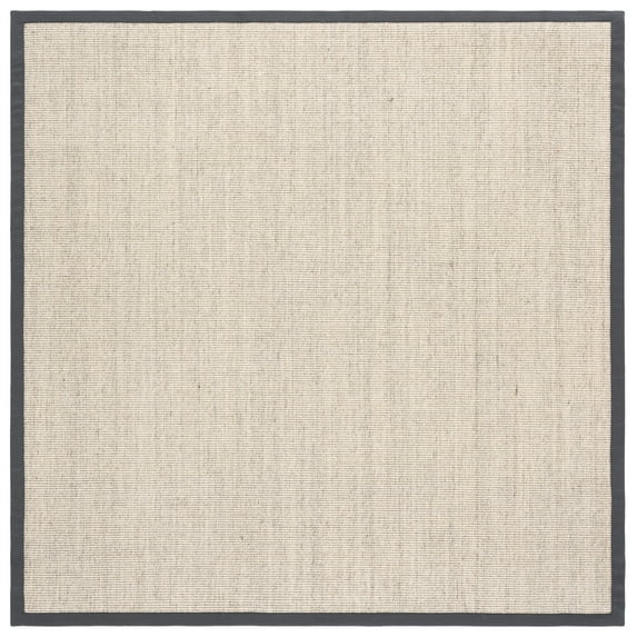 SAFAVIEH Natural Fiber Forrester Border Sisal Area Rug, Marble/Grey, 9' x 9' Square