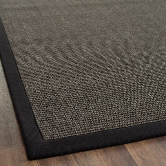 SAFAVIEH Natural Fiber Forrester Border Sisal Runner Rug, Charcoal, 2'6" x 20'