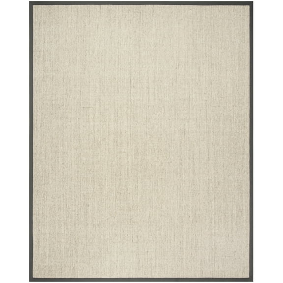 SAFAVIEH Natural Fiber Forrester Border Sisal Runner Rug, Marble/Grey, 2'6" x 12'