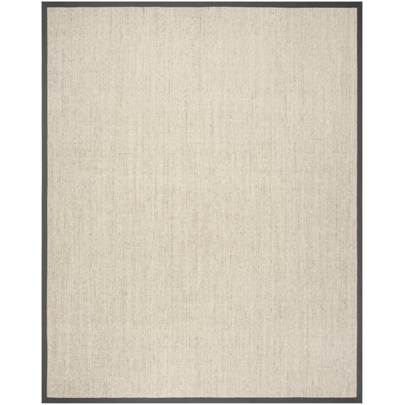 SAFAVIEH Natural Fiber Forrester Border Sisal Runner Rug, Marble/Grey, 2'6" x 14'