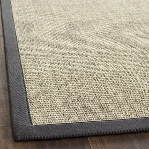 SAFAVIEH Natural Fiber Forrester Border Sisal Runner Rug, Marble/Grey, 2'6" x 16'