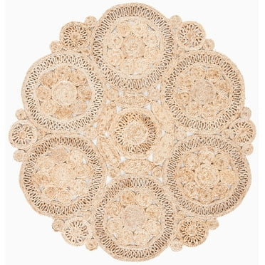 SAFAVIEH Natural Fiber Fredrick Geometric Area Rug, Natural, 5' x 5' Round