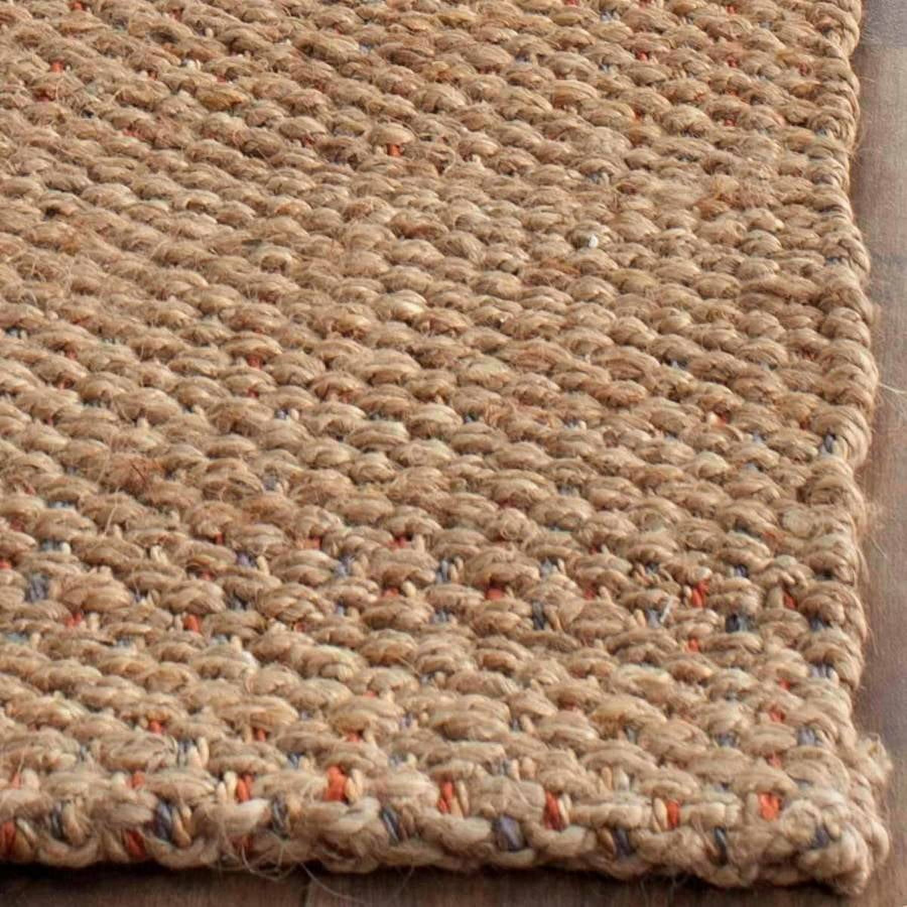 Natural Jute Handwoven Area Rug with Multicolor Accents