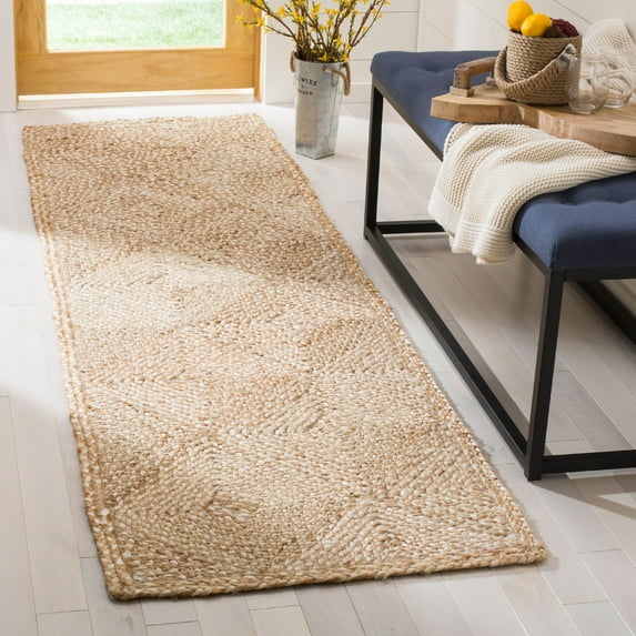 SAFAVIEH Natural Fiber Galley Braided Jute Runner Rug, Natural, 2'3" x 8'
