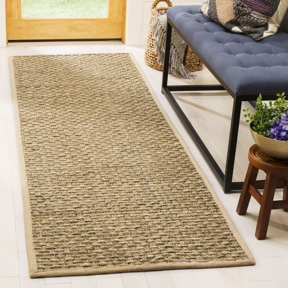 SAFAVIEH Natural Fiber Garret Solid Seagrass Runner Rug, Natural/Beige, 2'6" x 8'