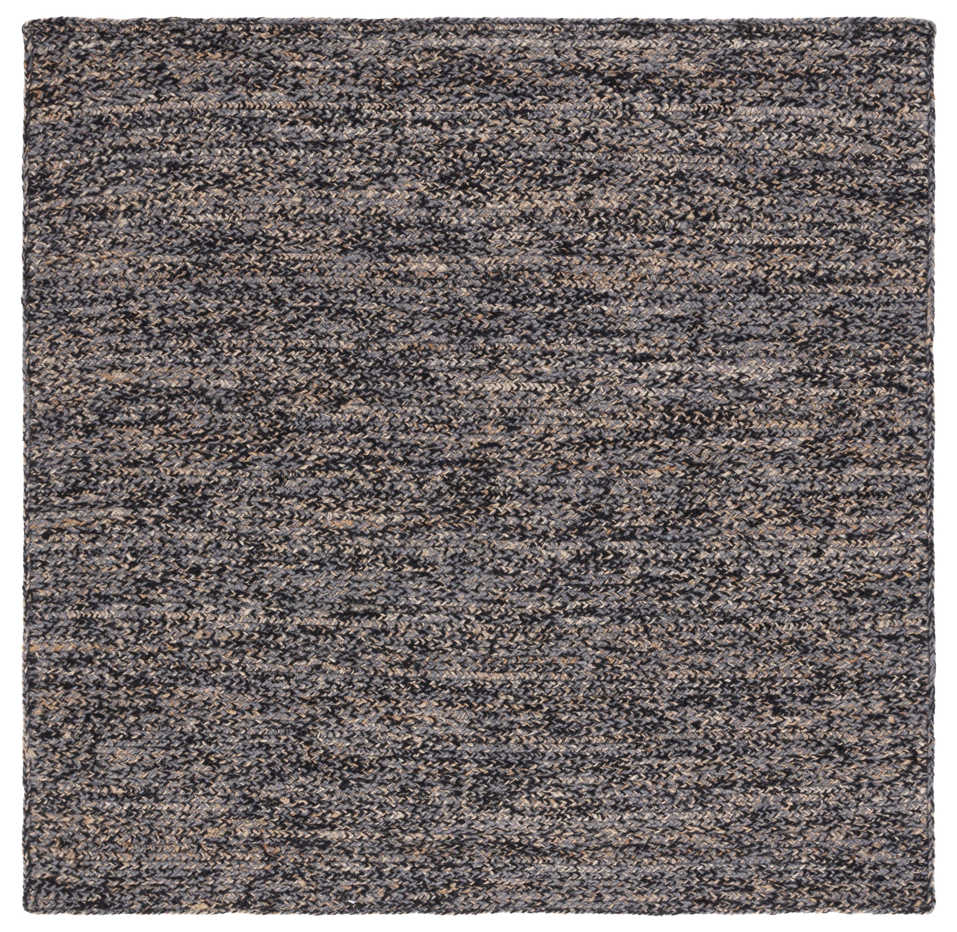 SAFAVIEH Natural Fiber Geordie Solid Area Rug, Black/Natural, 6' x 6' Square