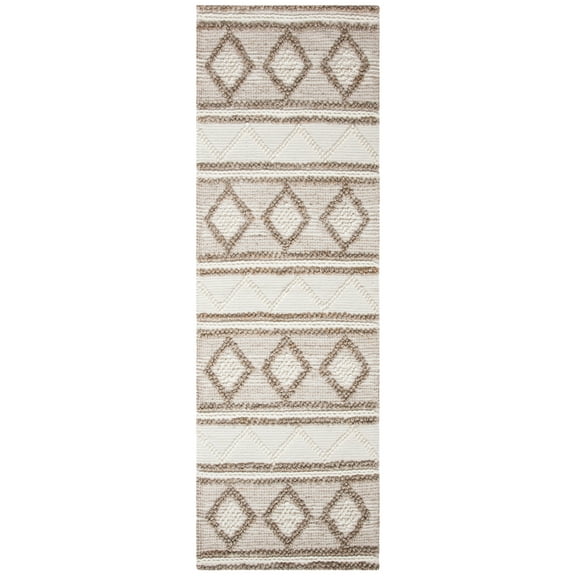 SAFAVIEH Natural Fiber Gerald Striped Runner Rug, Taupe/Ivory, 2'6" x 10'