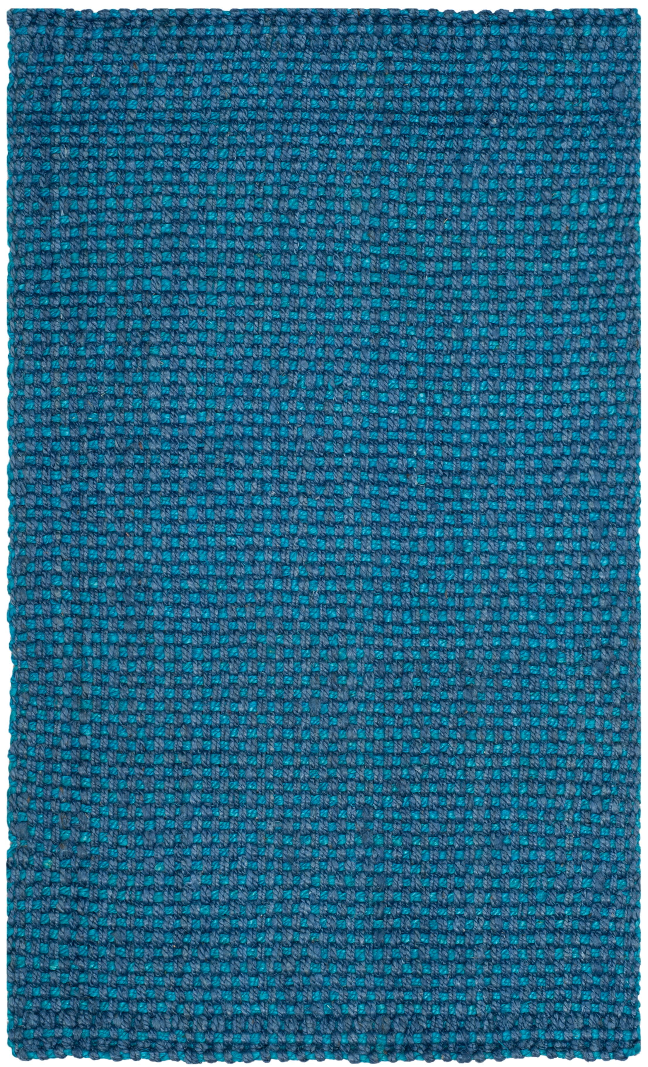 Hand-Knotted Blue Jute Rectangular Rug, 6' x 9'