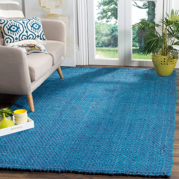 SAFAVIEH Natural Fiber Geraldine Geometric Jute Area Rug, Blue, 9' x 12'