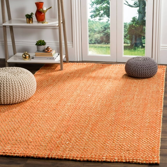 SAFAVIEH Natural Fiber Geraldine Geometric Jute Area Rug, Rust/Natural, 6' x 6' Square